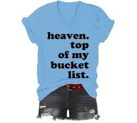 Yifinomi Heaven Top of My Bucket List - Camiseta Heaven Top of My Bucket List con cuello en V, azul celeste, XXL