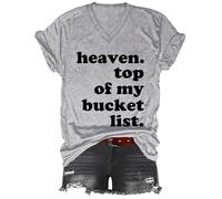 Yifinomi Heaven Top of My Bucket List - Camiseta Heaven Top of My Bucket List con cuello en V, gris, L