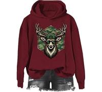 Yifinomi Lucky Stag Deer - Sudadera para el día de San Patricio, camisa de camuflaje de cazador de ciervos, sudadera para el día de San, Claret-1, M