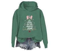 Yifinomi Oh Come Let Us Adore Him Sudaderas divertidas de Navidad Christian Jesus Sudadera con capucha Oh Come Let Us Adore Him, Verde, 1, L