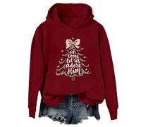 Yifinomi Oh Come Let Us Adore Him Sudaderas divertidas de Navidad Christian Jesus Sudadera con capucha Oh Come Let Us Adore Him, Claret-1, L