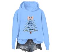 Yifinomi Oh Come Let Us Adore Him Sudaderas divertidas de Navidad Christian Jesus Sudadera con capucha Oh Come Let Us Adore Him, Carolina Blue-1, L