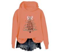 Yifinomi Oh Come Let Us Adore Him Sudaderas divertidas de Navidad Christian Jesus Sudadera con capucha Oh Come Let Us Adore Him, Naranja-1, M
