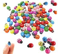 YIFLorine TANG Mini Mariquitas Decorativas,100 Piezas Madera Mariquitas Autoadhesivas Mariquitas Mini Mariquitas Autoadhesivas para DIY Crafting Scrapbooking Fiesta Boda Decoración(9 * 12mm)