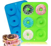 YIFLorine TANG Molde Donuts Silicona,2 Piezas Moldes Silicona Reposteria Moldes Galletas 6 Huecos Donuts Bolsas de Pastelería Moldes para Para Tartas,Galletas,Panecillos,Magdalenas (Azul/Verde)