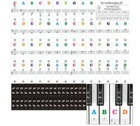 YIFLorine TANG Pegatina de Piano,Piano Stickers para 37/49/54/61/88 Teclas Blancas y Negras Teclado Pegatinas Pegatinas de Teclados de Piano Pegatinas de Notas Musicales para Niños