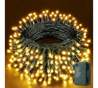 YIFMOO Cadena de Luces Con Batería, 30 m, 300 LEDs, Para Exterior e Interior, Con Temporizador, 8 Modos, Impermeable, Cable Verde - Navidad, Jardín, Fiestas