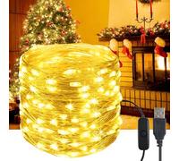 YIFMOO Cadena de luces LED USB, 20 m, 200 LED, resistente al agua, con interruptor, micro alambre de cobre, cadena de luces para exterior e interior, para manualidades, Navidad, habitaciones, fiestas,