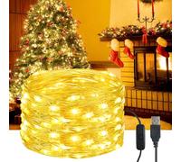 YIFMOO Cadena de luces LED USB, 5 m, 50 LED, resistente al agua, con interruptor, micro alambre de cobre, cadena de luces para exterior e interior, para manualidades, Navidad, habitaciones, fiestas,