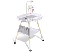 YIFOR - Cambiador de bebé, estación de cambio de pañales de altura ajustable, estación de cambio de bebé con cuna móvil, cambiador, organizador de guardería y estante de almacenamiento grande para