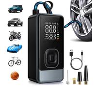 YIFRHYO Compresor de aire inflador de neumáticos, bomba de neumáticos de coche inalámbrica portátil de 150 PSI con medidor de presión digital, apagado automático y luz LED, bomba eléctrica recargable