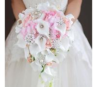 YIFUwedding Ramo de Boda IFFO Calla Lilies, de Perlas y Diamantes de imitación