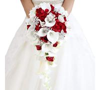 YIFUwedding Ramo de Boda IFFO Calla Lilies, de Perlas y Diamantes de imitación