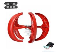 YIGECHENXIN 220v, Generador de Turbina Eólica de Eje Vertical de 3500W, Kit de Turbina Eólica de 5 Aspas, Generador de Energía Eólica de Arranque a Velocidad de Viento de 2M/S para Hogar (Rojo)