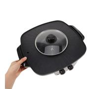 YIGECHENXIN 34CM, Olla eléctrica y Parrilla combinada de 220V 1500W Multi Cooker, Adecuada para freír en sartén, hervir y guisar, con Recipiente para Asar para Uso doméstico