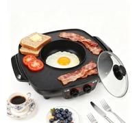 YIGECHENXIN 42C, Olla Caliente eléctrica Shabu Shabu y Parrilla de 1500W, Cocina 2 en 1 Antiadherente con perillas de Temperatura separadas para Carne, mariscos y Verduras