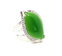 yigedan Anillo de jade hetiano natural de plata 925 con piedra preciosa de jaspe, Plata de ley, Zirconia cúbica