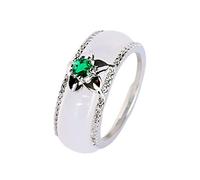 yigedan Chapado en oro de 18 quilates Jade Birmania Jade Suerte del anillo del santo Patrono para