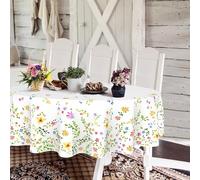 Yighty Mantel Floral Ovalado de 60 x 84 Pulgadas, Flor de Acuarela de Primavera, poliéster Impermeable, Adecuado para decoración de Cocina de Granja, mesas de Interior y Exterior, Fiesta, Picnic