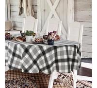 Yighty Mantel Ovalado a Cuadros de 152 x 213 cm, poliéster rústico clásico rústico en Blanco y Negro, Impermeable, para decoración de Cocina, mesas Interiores y Exteriores, Fiestas, picnics