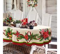 Yighty Mantel Ovalado de Navidad con Cono de Pino de Pascua - Impermeable, Resistente a Las Arrugas, Duradero para Vacaciones, Cocina, Invierno y Decoración del Hogar