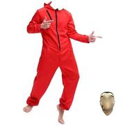 Yigoo - Disfraz de Halloween para pareja, hombre y mujer, ladrón de banco, carnaval, mono con máscara, cosplay para adultos, rojo, M