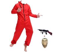 Yigoo Disfraz de predadores bancarios para carnaval, Halloween, con máscara y pistola de juguete, cosplay, para hombre, mujer y adulto, color rojo, L
