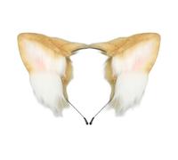YIGZYCN 1/2 diademas de orejas de animales, disfraz de cola de animal, orejas de perro, diadema de piel sintética, cola de Halloween, cosplay, disfraces de fiesta