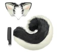 YIGZYCN 1/2 diademas de orejas de animales, disfraz de cola de animal, orejas de perro, diadema de piel sintética, cola de Halloween, cosplay, disfraces de fiesta