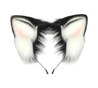 YIGZYCN 1/2 diademas de orejas de animales, disfraz de cola de animal, orejas de perro, diadema de piel sintética, cola de Halloween, cosplay, disfraces de fiesta