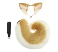 YIGZYCN 1/2 diademas de orejas de animales, disfraz de cola de animal, orejas de perro, diadema de piel sintética, cola de Halloween, cosplay, disfraces de fiesta