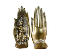 YIGZYCN 2 adornos decorativos de mano de Budas en piedra arenisca dorada envejecida para tranquilizar ambientes domésticos