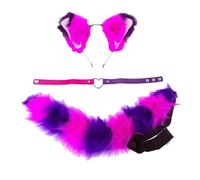 YIGZYCN 2 diademas de orejas de gato de animales de piel sintética, gargantilla de cola de gato, disfraz de cosplay