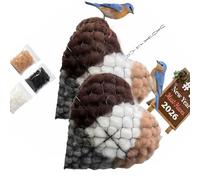 YIGZYCN 2 piezas de marco de hierro para anidar pájaros con relleno de fibra suave para colgar al aire libre, adorno colgante para nido de pájaros