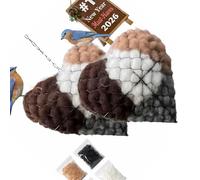 YIGZYCN 2 piezas de marco de hierro para anidar pájaros con relleno de fibra suave para colgar al aire libre, adorno colgante para nido de pájaros