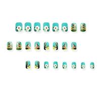 YIGZYCN 24 uñas postizas cuadradas con pegamento en las uñas, uñas postizas a presión, uñas postizas artificiales para mujer