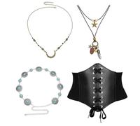 YIGZYCN Accesorios de disfraz de pirata, corsé medieval, diadema, gargantilla, collar, cadenas de cintura, cosplay, Halloween, accesorios piratas