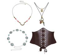 YIGZYCN Accesorios de disfraz de pirata, corsé medieval, diadema, gargantilla, collar, cadenas de cintura, cosplay, Halloween, accesorios piratas