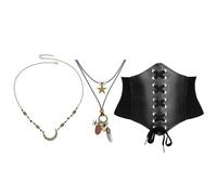 YIGZYCN Accesorios de disfraz de pirata, corsé medieval, diadema, gargantilla, collar, cadenas de cintura, cosplay, Halloween, accesorios piratas