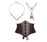 YIGZYCN Accesorios de disfraz de pirata, corsé medieval, diadema, gargantilla, collar, cadenas de cintura, cosplay, Halloween, accesorios piratas