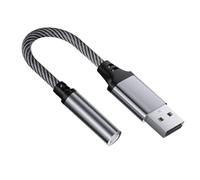 YIGZYCN Adaptador de cable auditivo USB a hembra de 3,5 mm para dispositivos digitales con conectores chapados en oro gris plateado y tarjeta de sonido externa