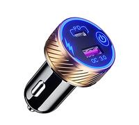 YIGZYCN Adaptador de corriente USB C tipo C PD+QC3.0 para coche para Touch On Off con LED para teléfono celular, tablet, PC o portátil