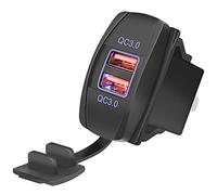 YIGZYCN Adaptador rápido de enchufe USB QC3.0 de 2 ranuras con enchufe de carga para coche, motocicleta, teléfono