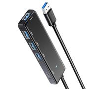 YIGZYCN Adaptador USB 3.0 de 4 puertos expansor para laptop, flashes, unidad de disco duro, impresora, cámara con luz LED, datos eficientes