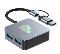 YIGZYCN Adaptador USB C de aluminio de 10 Gbps, 4 en 1, adaptador USB 3.2 con 4 USB 3.2 de 4 puertos USB C + extensor divisor USB para PC y portátil