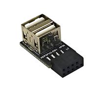 YIGZYCN Adaptador USB de panel frontal de 9 pines a USB 2.0 hembra, adaptador para placa base de computadora, placa de expansión interna, gestión de cables de escritorio