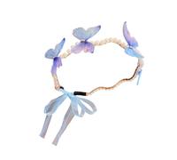 YIGZYCN Aro de pelo para niña, diseño de mariposa, perlas, coronas para la cabeza de cumpleaños de reina, accesorios para fotos, elegante disfraz