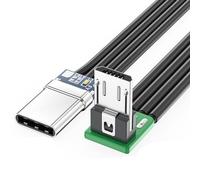 YIGZYCN Cable de datos plano flexible recto hacia arriba y hacia abajo y en ángulo izquierdo y derecho de 90 grados microUSB a USB C adaptadores USB C a microUSB