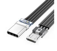 YIGZYCN Cable de datos plano flexible recto hacia arriba y hacia abajo y en ángulo izquierdo y derecho de 90 grados microUSB a USB C adaptadores USB C a microUSB