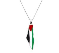 YIGZYCN Cadena de clavícula ajustable de acero inoxidable con colgante de mapa de Palestina